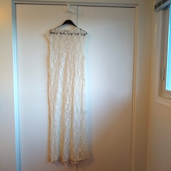 ZARA off white Elegant Sheer Floral-Lace dress NWOT - Picture 2 of 7